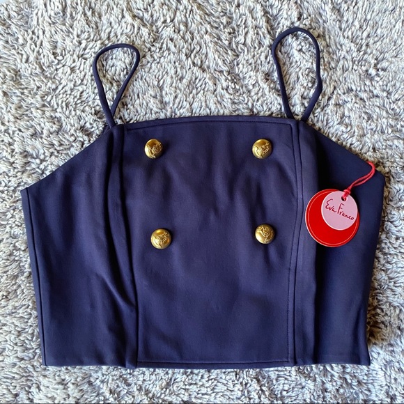 Anthropologie Eva Franco  🆕 | 🎄Cropped Spaghetti Strap Ponte Trench Blouse. - Picture 2 of 12